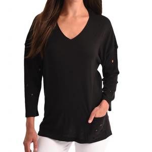 NEW ANGEL cut-out sleeve pocket top in black